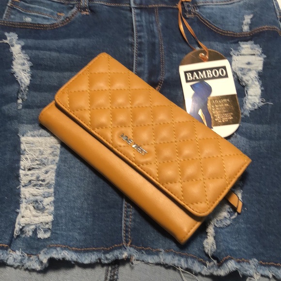 Bamboo spring distressed denim jean skirt and wallet bundle - Picture 3 of 10